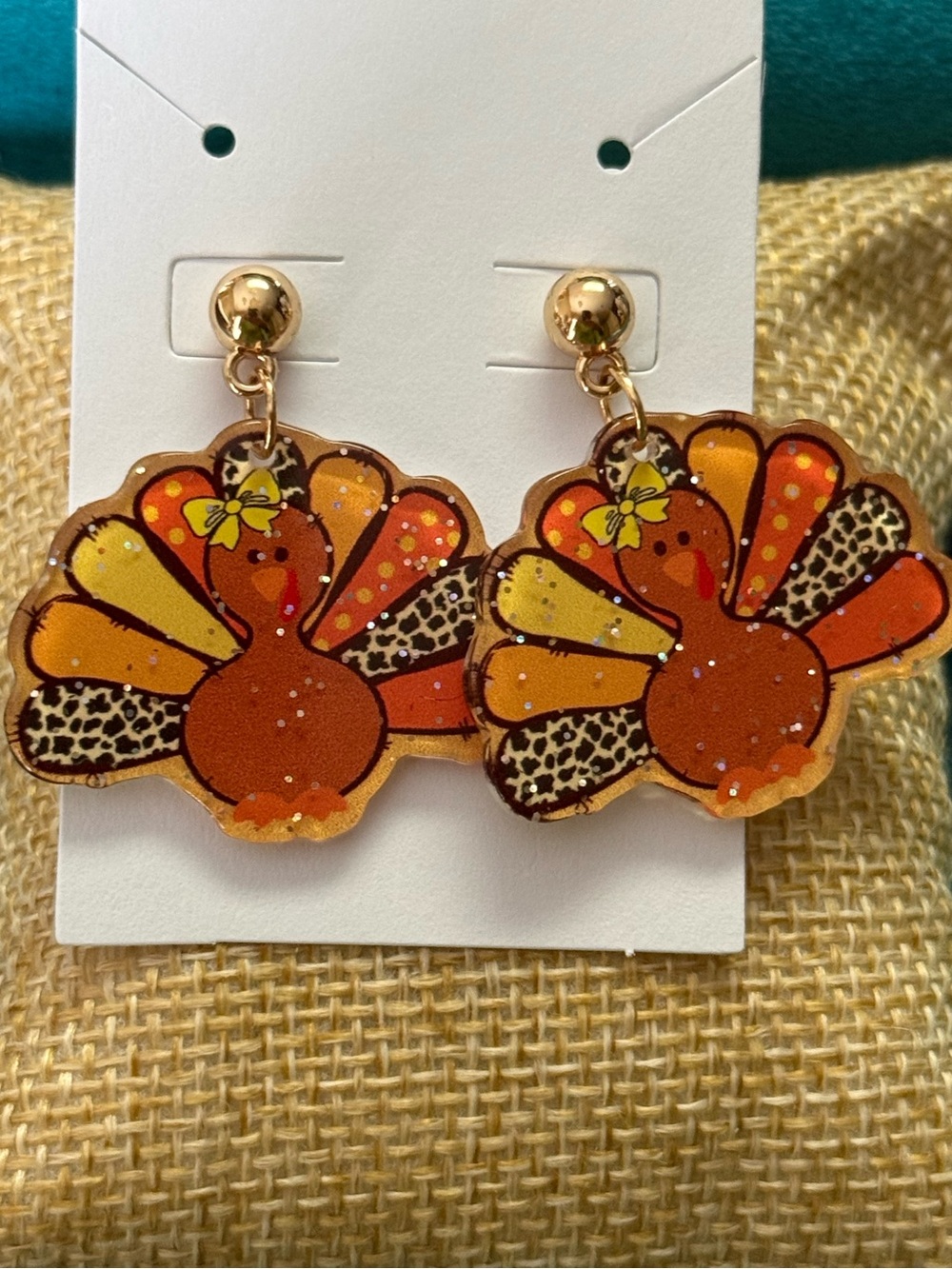 Cute Turkey Drop Earrings Orange Yellow Brown Multicolor NEW
